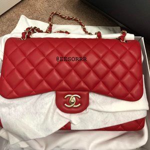 Chanel Quilted Jumbo Double Flap Red